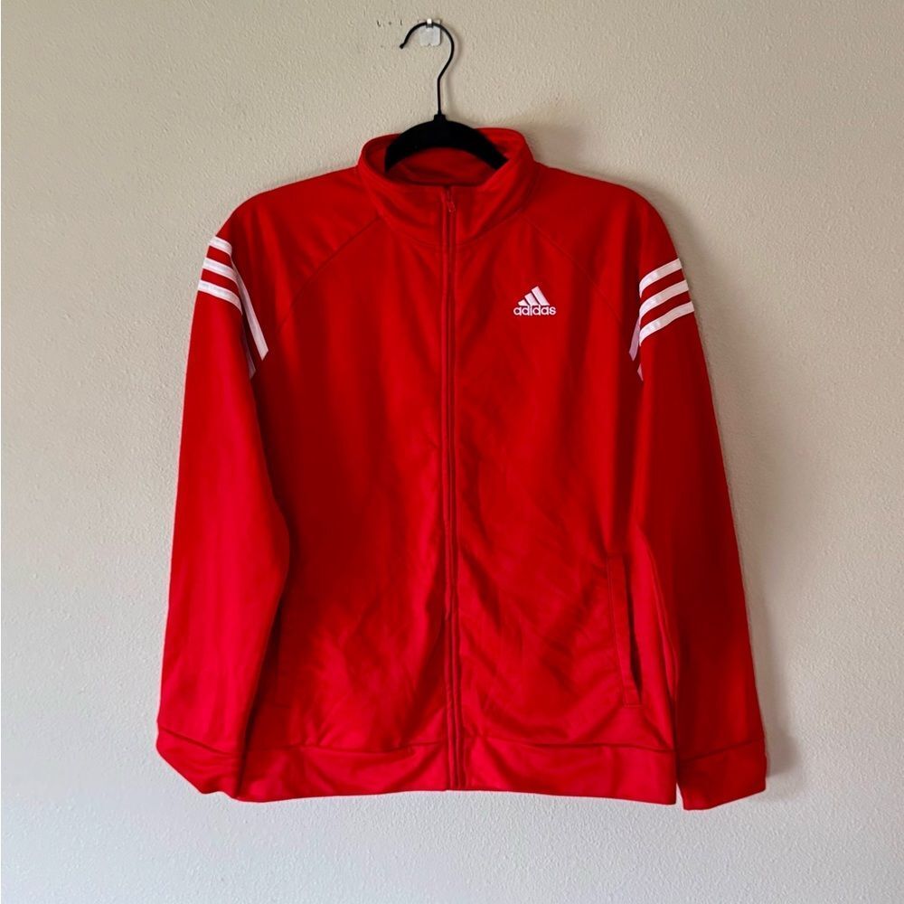 NWOT!! Youth, Adidas “Firebird” Red & White Lightweight Jacket. Size XL.